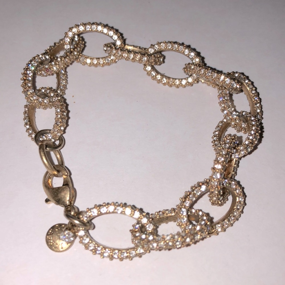 J crew cubic zirconia pave link goldtone bracelet